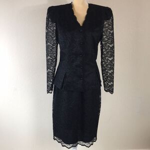Vintage David Rose Lace Black Women Dress Size 12